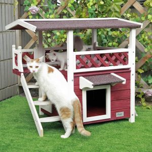 Petsfit Outdoor Cat House Wine Red 1