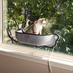 KH PET PRODUCTS EZ Mount Thermo Kitty Heated Window Bed Heated gray 7